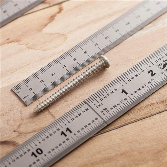 4 Pack (6, 8, 12, 14 inch), Metric Ruler, 6 inch Ruler, Stainless Steel Ruler - Picture 3 of 7